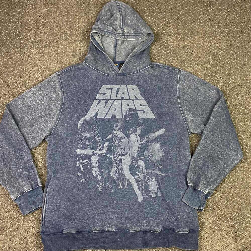 Star Wars Hoodie Hooded Sweatshirt Men's XL Heather Blue